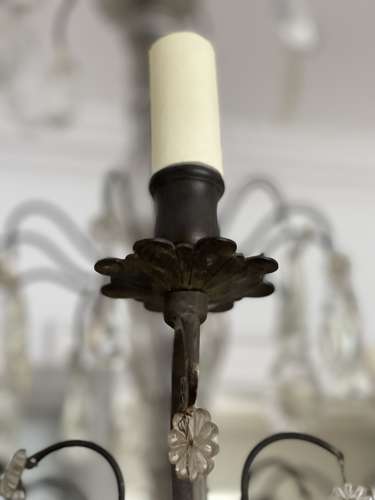 Large antique French crystal chandelier - rewired