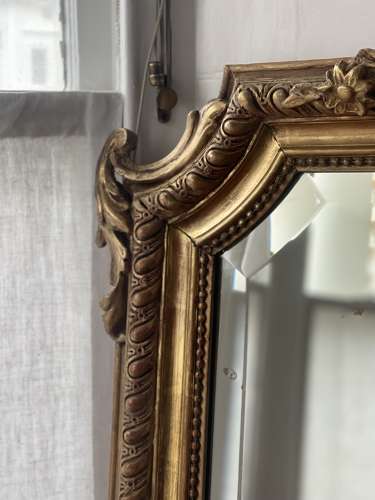 Large antique French gilt mirror - bevelled glass