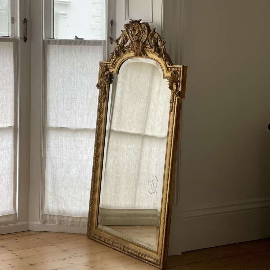 Large antique French gilt Louis XV mirror