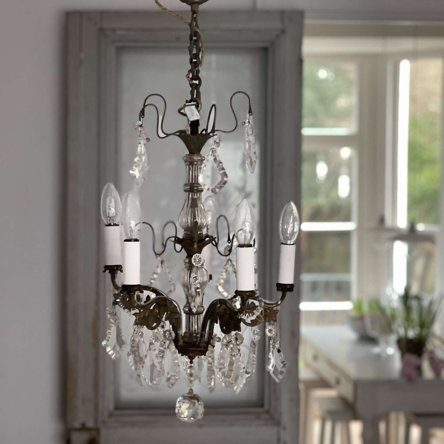 Antique French crystal chandelier - rewired