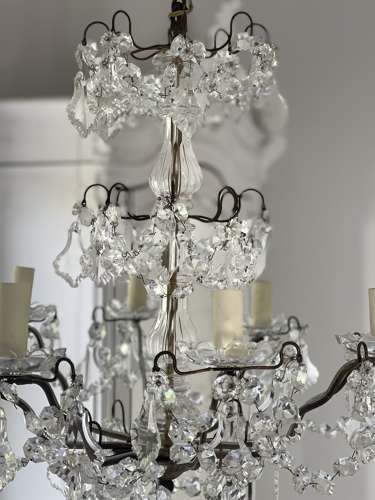 Antique French crystal chandelier - rewired