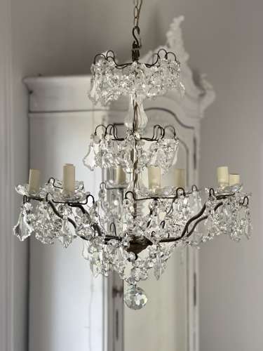 Antique French crystal chandelier - rewired