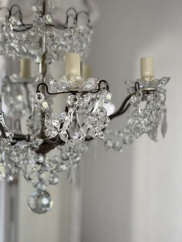 Antique French crystal chandelier - rewired