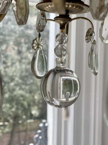 Antique French crystal 6 arm chandelier - rewired
