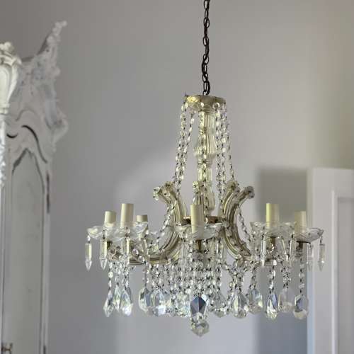 Antique French 8 arm crystal chandelier