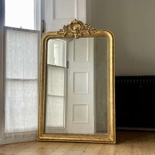 Antique French gilt crested mirror
