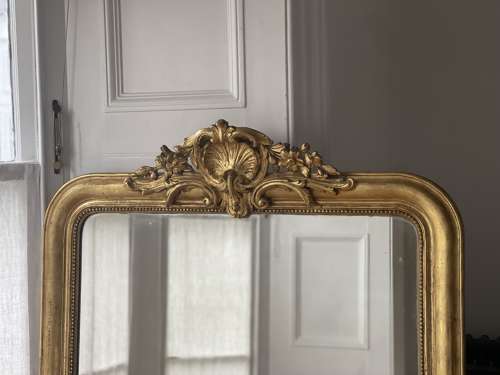 Antique French gilt crested mirror