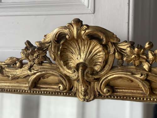 Antique French gilt crested mirror