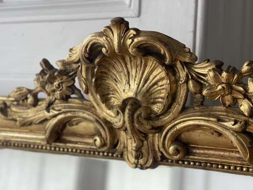 Antique French gilt crested mirror