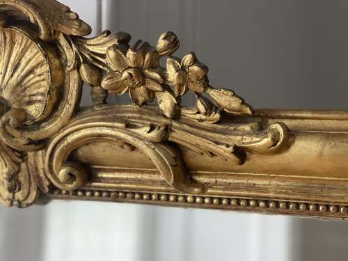 Antique French gilt crested mirror