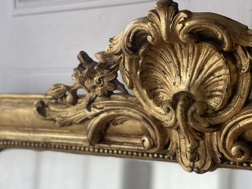 Antique French gilt crested mirror