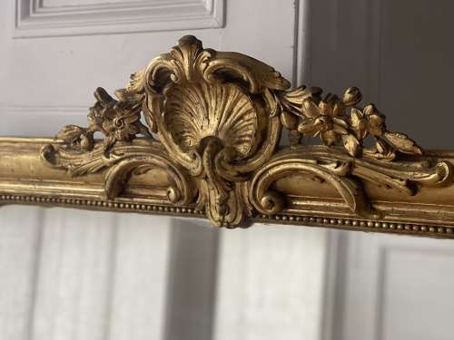 Antique French gilt crested mirror