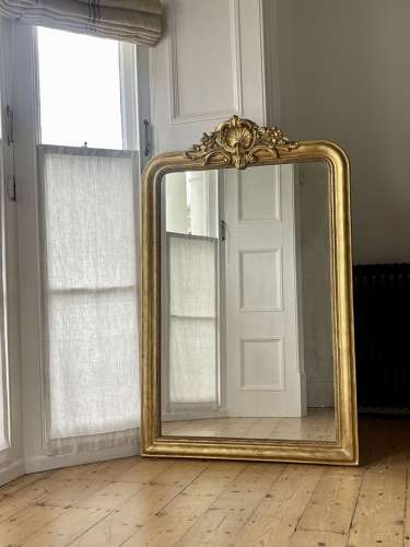Antique French gilt crested mirror
