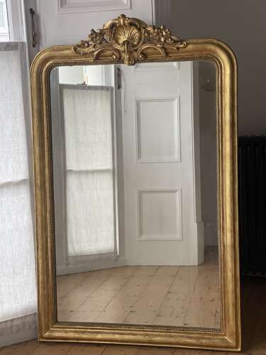 Antique French gilt crested mirror