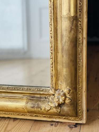 Large antique French gilt Louis XV mirror