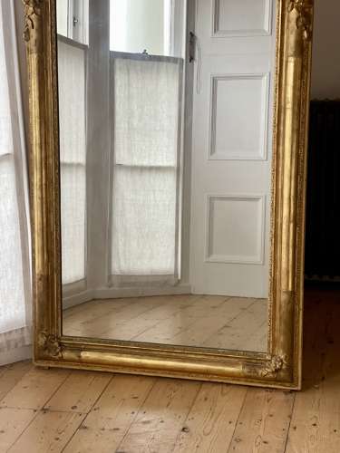 Large antique French gilt Louis XV mirror