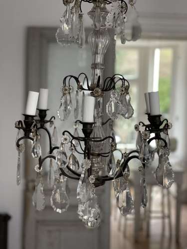 Antique French crystal 6 arm chandelier