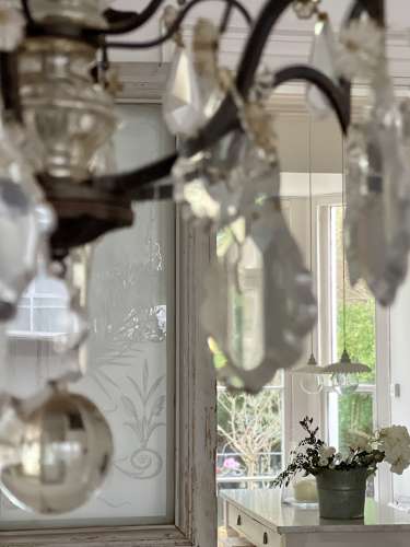 Antique French crystal 6 arm chandelier