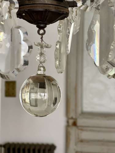 Antique French crystal 6 arm chandelier