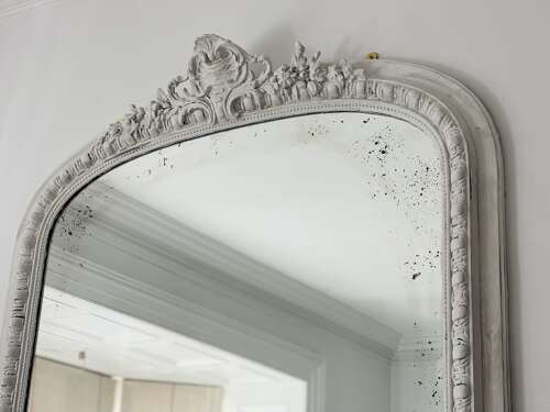 Large antique French painted mirror