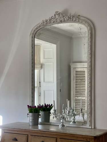 Large antique French painted mirror
