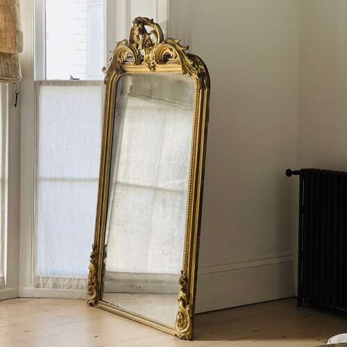 NEW IN - Large antique French gilt leaner mirror