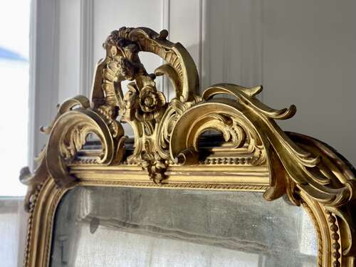 NEW IN - Large antique French gilt leaner mirror