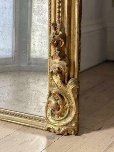 NEW IN - Large antique French gilt leaner mirror