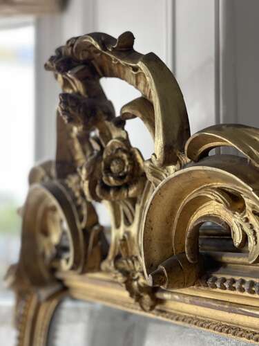 NEW IN - Large antique French gilt leaner mirror