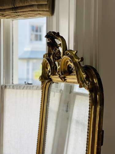 NEW IN - Large antique French gilt leaner mirror
