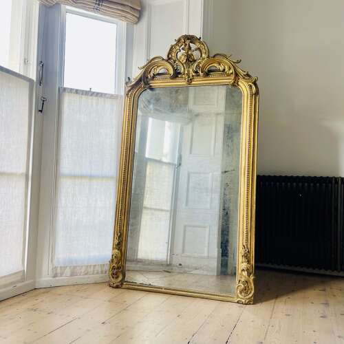 NEW IN - Large antique French gilt leaner mirror