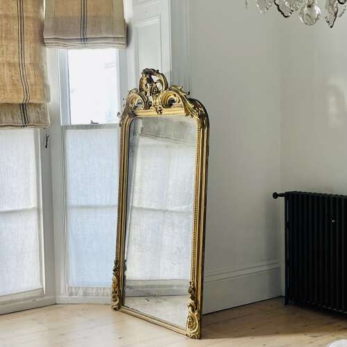 NEW IN - Large antique French gilt leaner mirror