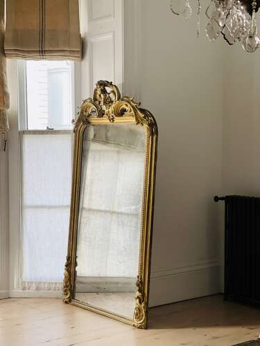NEW IN - Large antique French gilt leaner mirror