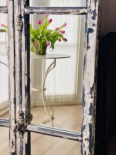 Pair of antique French mirrored windows