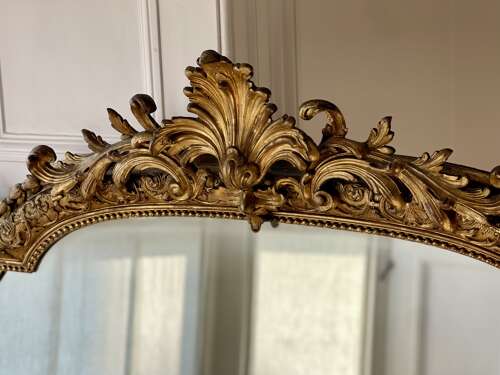 Large antique French Louis XV gilt mirror