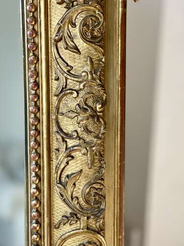 Large antique French Louis XV gilt mirror