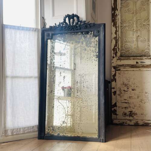 Large antique French Louis XVI mirror - foxed glass