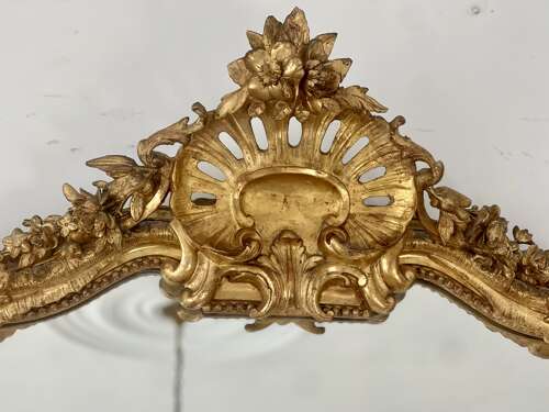 Large antique French gilt Louis XV mirror