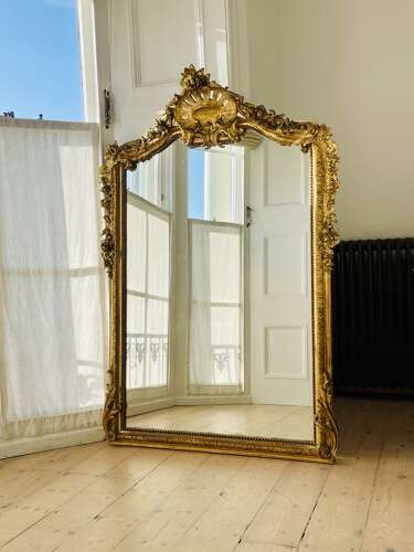 Large antique French gilt Louis XV mirror