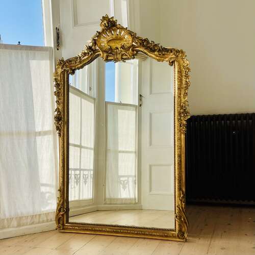 Large antique French gilt Louis XV mirror