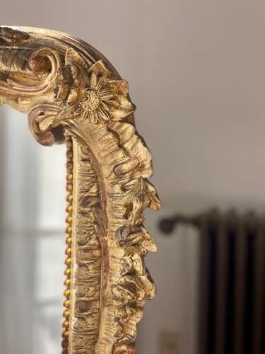 Large antique French gilt Louis XV mirror