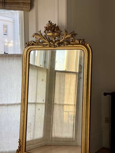 Large antique French gilt mirror - mercury glass