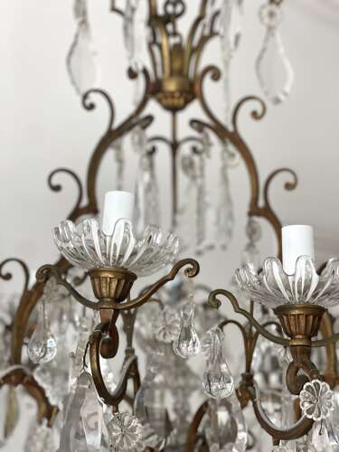 Large antique French crystal 8 arm chandelier