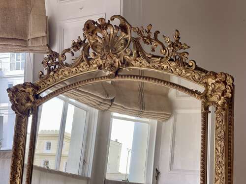 Large antique French gilt mirror c1880