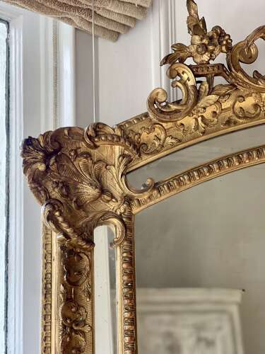 Large antique French gilt mirror c1880