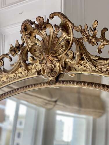 Large antique French gilt mirror c1880
