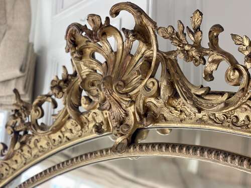 Large antique French gilt mirror c1880