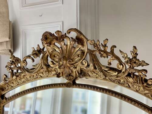 Large antique French gilt mirror c1880