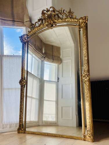 Large antique French gilt mirror c1880
