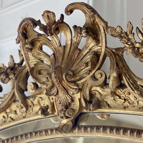 Large antique French gilt mirror c1880